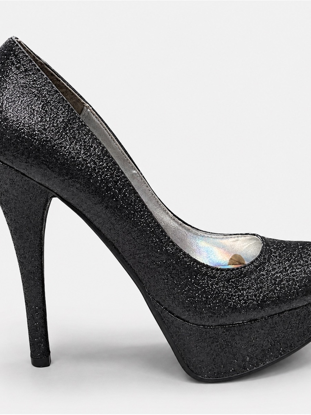 Shi by JOURNEYS Black Glitter High Heel Pumps